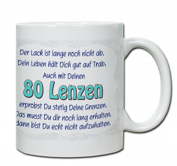 Tasse 80. Geburtstag „80 Lenzen“