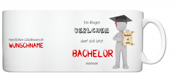 "Bachelor of Arts" Tasse, Keramiktasse mit Wunschnamen