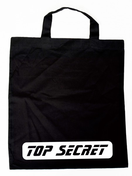 TOP SECRET weiss - Baumwollbeutel, Tasche, Bag - witziger Spruch