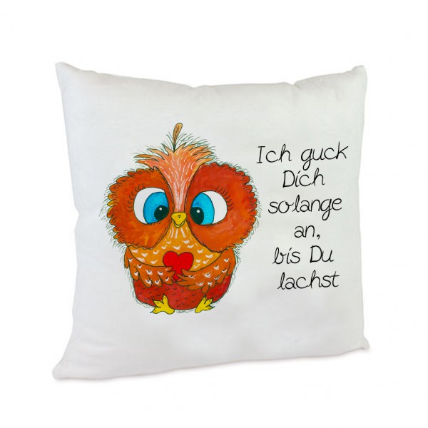 Eulenkissen "Ich guck Dich solange an bist du lachst"