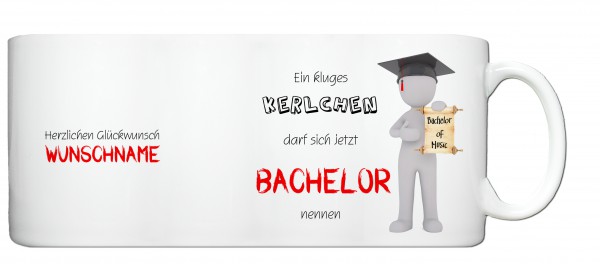 "Bachelor of Music" Tasse, Keramiktasse mit Wunschnamen