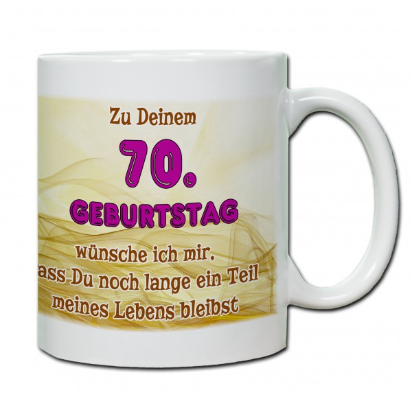 Tasse 70. Geburtstag „...ein Teil meines Lebens bleibst“ rosa