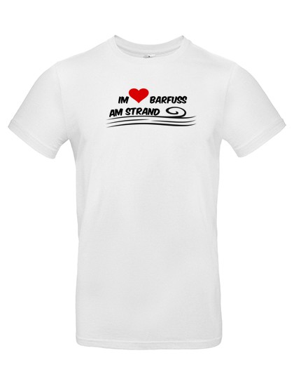 T-Shirt "Im Herzen Barfuss am Strand", 001, Strandbarlogo auf dem Rücken, weiß