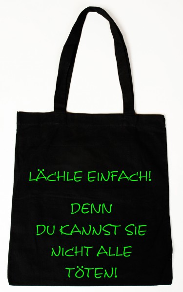 Lächle einfach ... Baumwollbeutel, Tasche, Bag - witziger Spruch