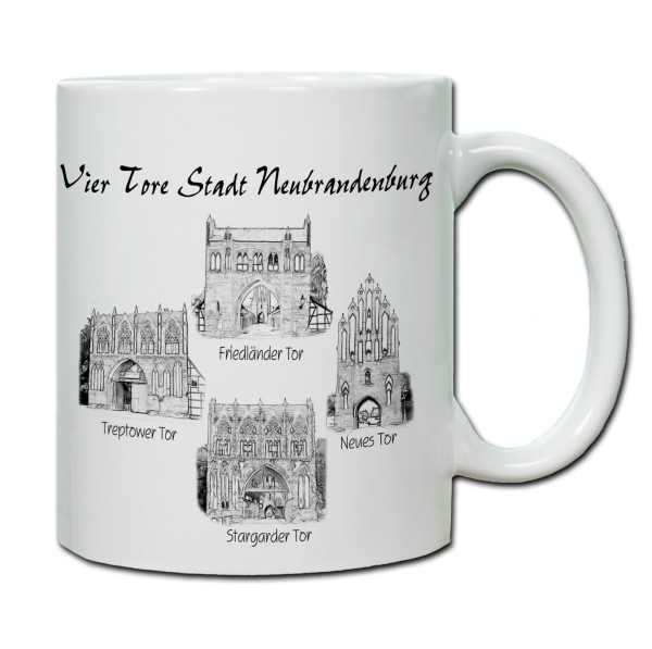 Städtetasse Vier Tore Stadt Neubrandenburg , Bleistift