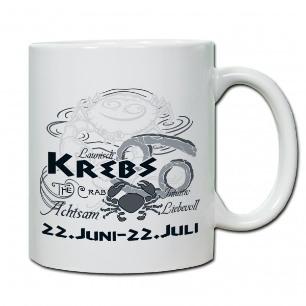 "Krebs01" Tasse, Keramiktasse mit Sternzeichen