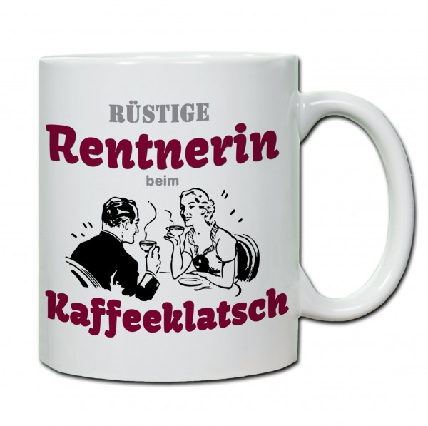 Rüstige Rentnerin beim Kaffeeklatsch Tasse, Keramiktasse