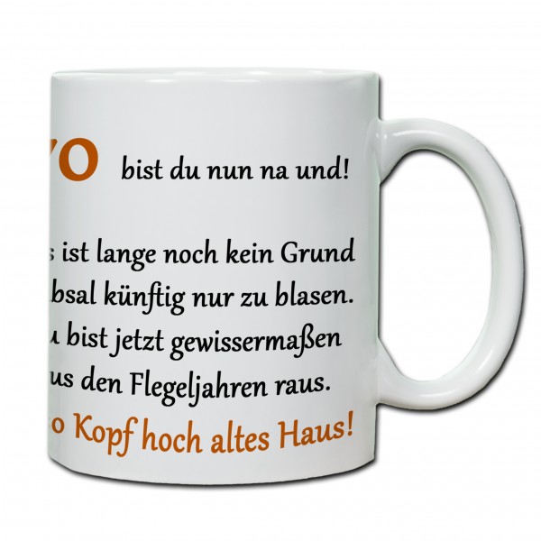 "70. Geburtstag - Tasse 01" Tasse, Keramiktasse