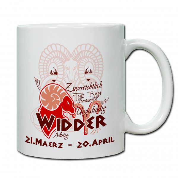 "Widder01" Tasse, Keramiktasse mit Sternzeichen