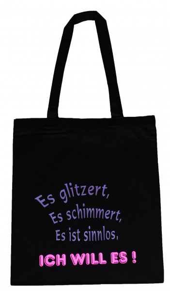 Es glitzert ... Baumwollbeutel, Tasche, Bag - witziger Spruch Neon Shopper