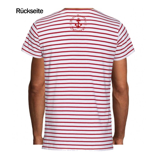 Ringel-Shirt „Ostseejunge“ mit Anker navyblau/weiß oder rot/weiß