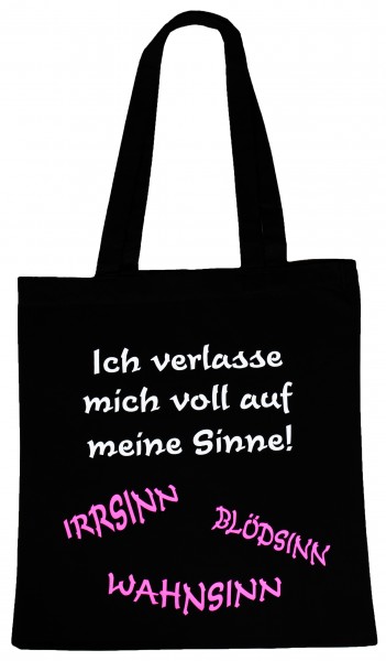 Wahnsinn Blödsinn ... Baumwollbeutel, Tasche, Bag - witziger Spruch Neon Shopper