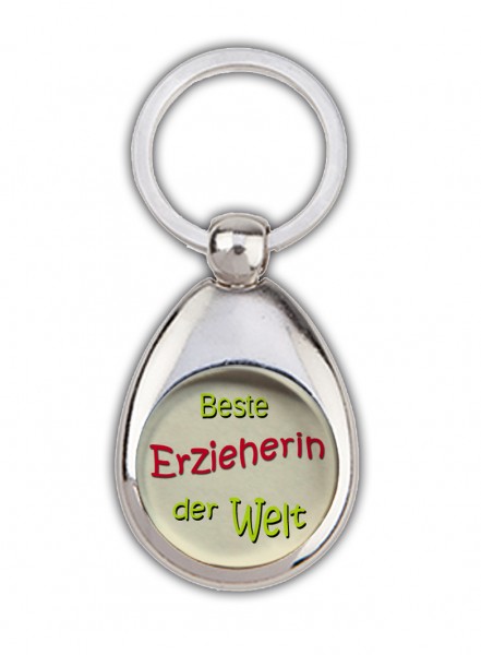 "Beste Erzieherin der Welt" beige, Schlüsselanhänger,mit Einkaufswagenchip in Magnethalterung