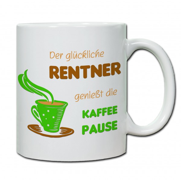 Der Glückliche Rentner genießt die Kaffepause Tasse, Keramiktasse