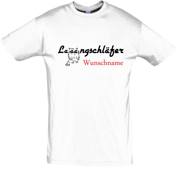 "Laaangschläfer" mit Wunschname T-Shirt, Schlaf-Shirt (Foliendruck)