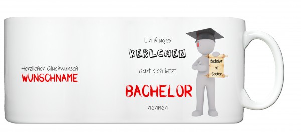 "Bachelor of Sience" Tasse, Keramiktasse mit Wunschnamen, Abschluss, Geschenk