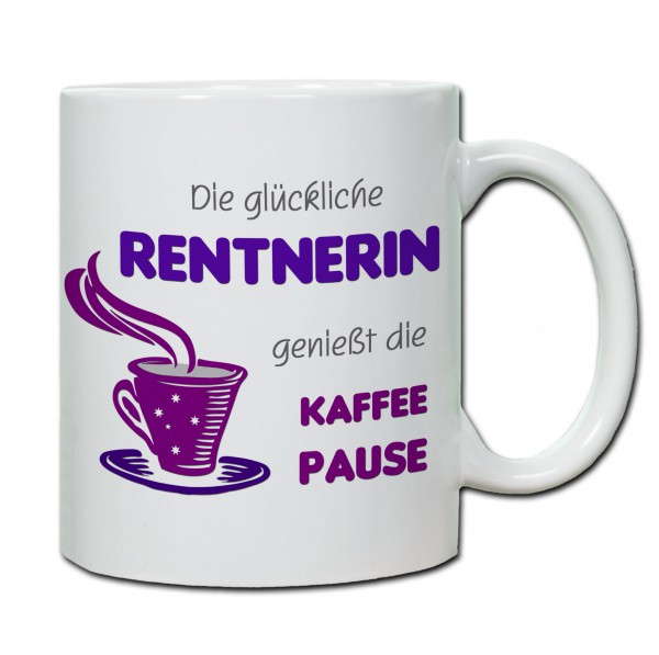 Die Glückliche Rentnerin genießt die Kaffepause Tasse, Keramiktasse