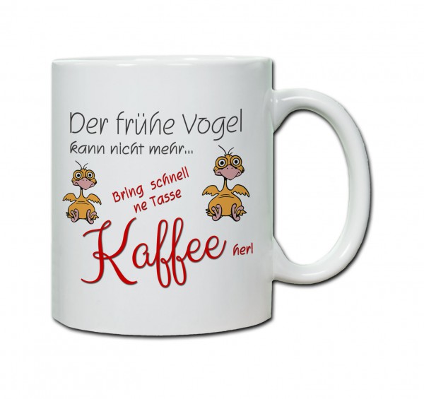 Tasse "Der Frühe Vogel kann nicht mehr..." gelb