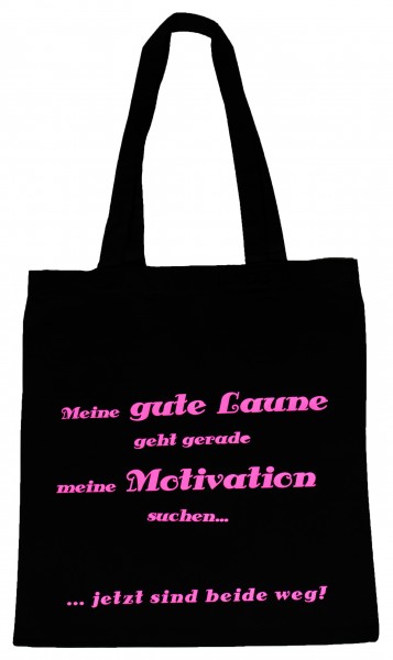 Meine gute Laune geht gerade ... Baumwollbeutel, Tasche, Bag - witziger Spruch Neon Shopper