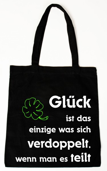 Glück ist das einzige was sich verdoppelt ... Baumwollbeutel, Tasche, Bag - witziger Spruch