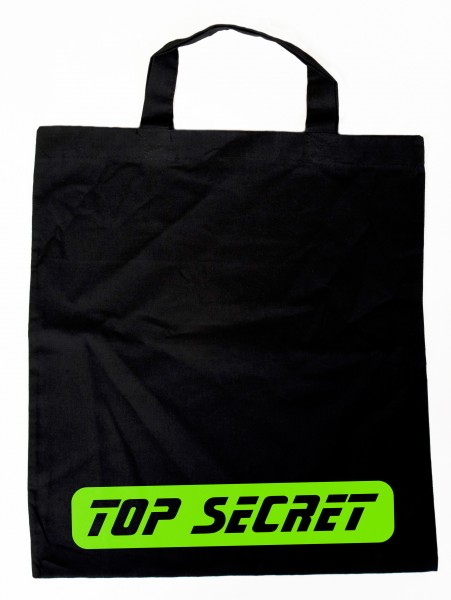 TOP SECRET grün - Baumwollbeutel, Tasche, Bag - witziger Spruch