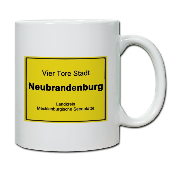 Städtetasse Vier Tore Stadt Neubrandenburg, Ortseingangsschild