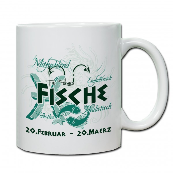 "Fische01" Tasse, Keramiktasse mit Sternzeichen