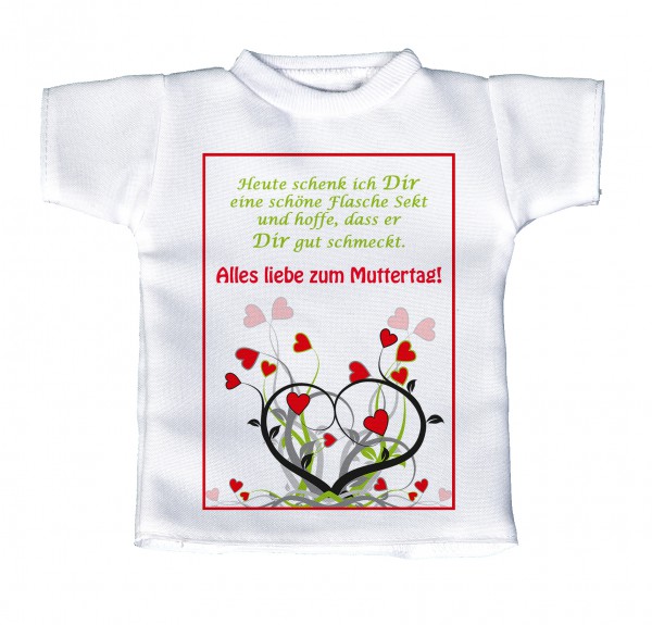 Alles liebe zum Muttertag! - Mini T-Shirt, Flaschenshirt, Autofensterdekoration, weiß mit aussagekräftigen Spruch