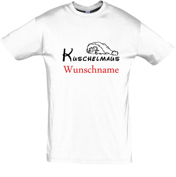 "Kuschelmaus" mit Wunschname T-Shirt, Schlaf-Shirt (Foliendruck)