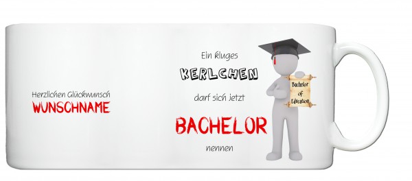 "Bachelor of Education" Tasse, Keramiktasse mit Wunschnamen